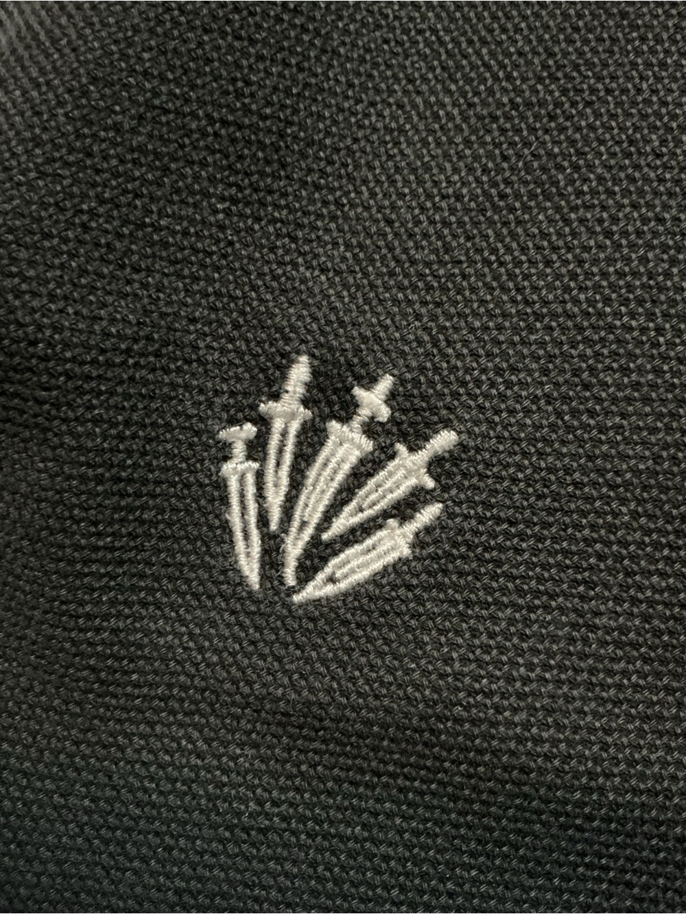 Rag & Bone New York Black Embroidered Dagger Knives 100% Cotton S/S Polo Shirt